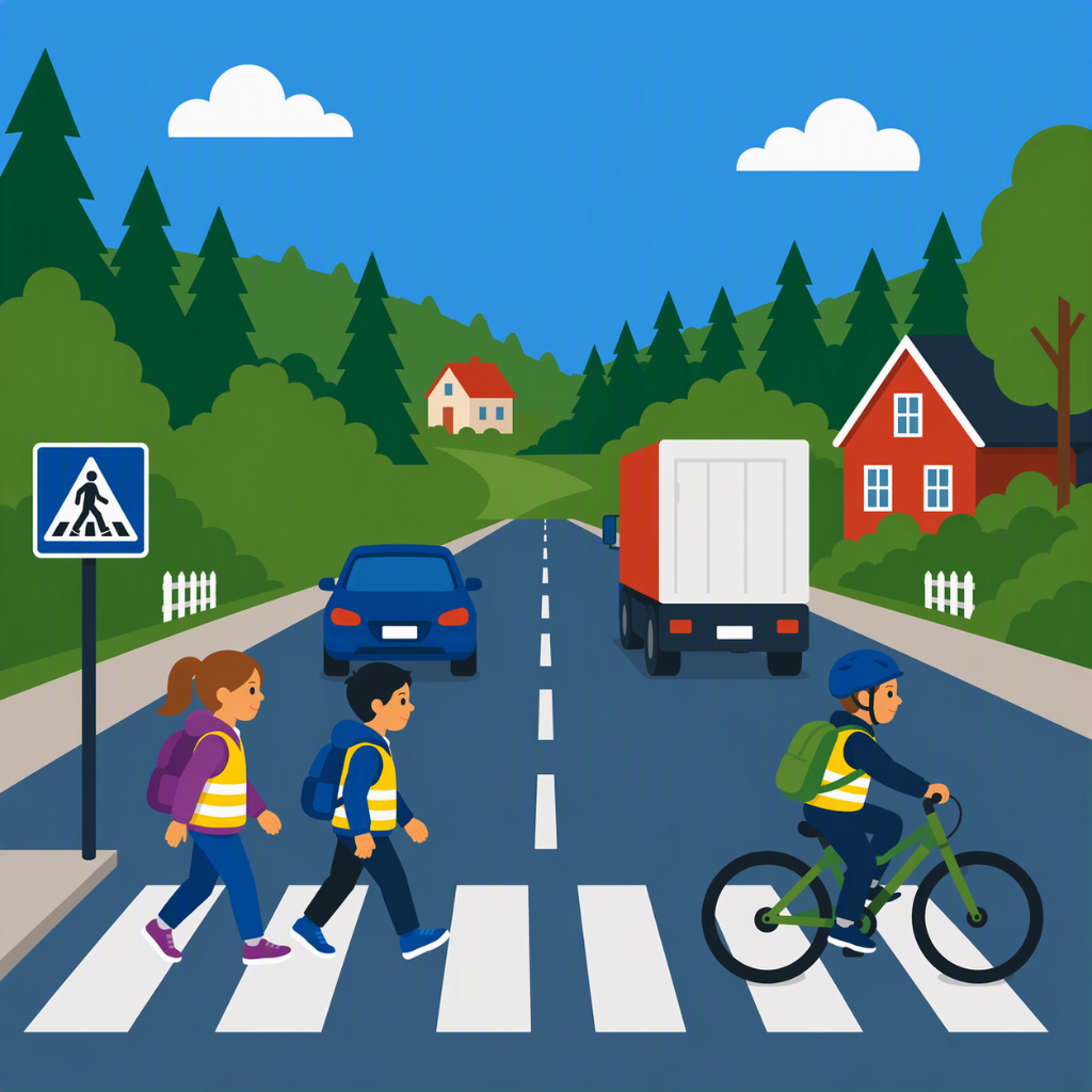 Illustrasjonsbilde av barn i trafikken - Klikk for stort bilde